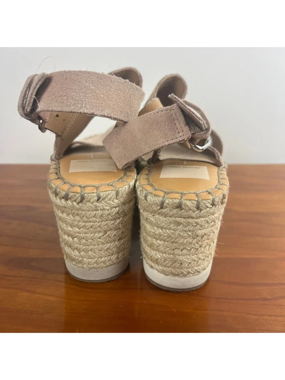 Dolce Vita Mauri Suede Espadrille Platform Wedge Sandals Taupe Women's 7
